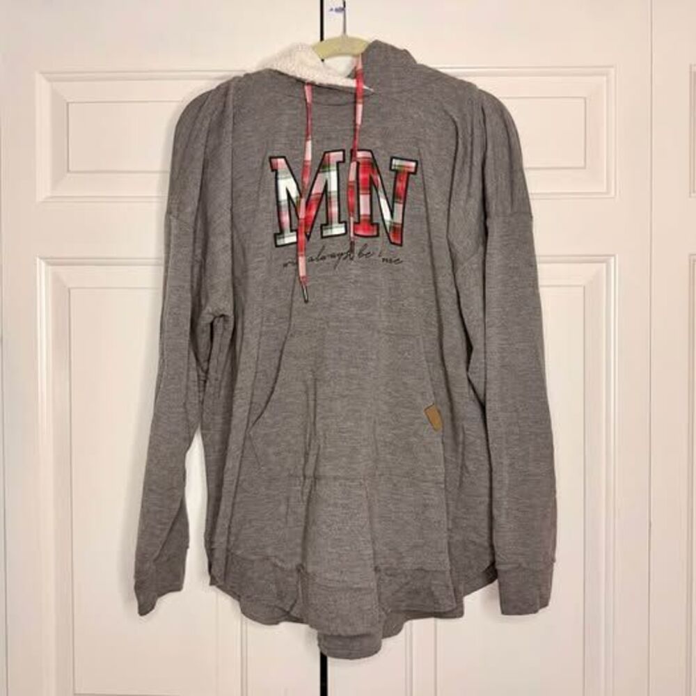 Maurices Minnesota MN Sherpa-Lined Tunic Hoodie Gray XXL